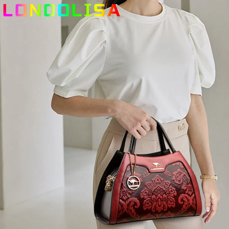 Bolsa casual de couro luxo, moda feminina